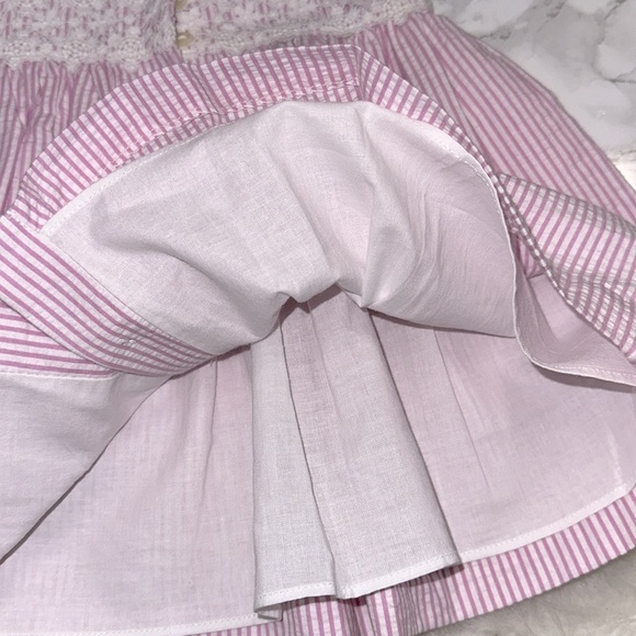 Ralph Lauren Pink Striped seersucker preppy little girls Dress size 9 months - Picture 7 of 7